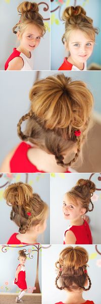 Cute hair idea for the Christmas party! the theme is Whoville