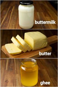 how to make butter recipe, ghee recipe, buttermilk & whipped cream from cream