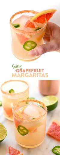 Spice up your classic margarita recipe with some jalapeño infused tequila and juicy, fresh grapefruit juice for the most delicious cocktail on the planet!