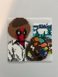 This is a bead design of Deadpool as Bob Ross!