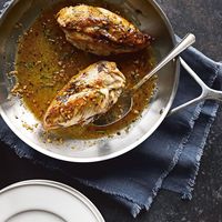 Chrissy Teigen's Crispy-Skinned Chicken With Lemon-Rosemary Pan Sauce recipe on Food52