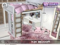 Y2K Bedroom is composed by 9 meshes: - Bed - Blanket - Desk - Fabric Storage Box - Stereo - Pillow 01 - Pillow 02 - Pillow 03 - Chair