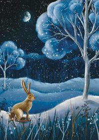 A4 A5 Original Art print | Winter night Hare art | Night Moon print | Blue Art print | Fantasy Art poster | Enchanted night art | Woodland art | Serenum Art print |  Illustrated Giclée Art poster | Wildlife Wall art DESCRIPTION This is a print of my original artwork 'Winter Forest'. This artwork shows a beautiful and peaceful night in the forest. The moon is shining and gives a bright moonlight which touches beautiful trees and grass. You can see a hare sitting in the grass, enjoying the calmnes