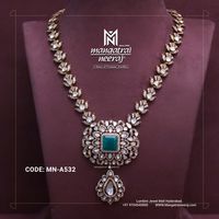 Simple and Elegant Royal Finishing Haram Embedded with Diamonds and Uncut Diamonds from the latest Collection of Mangatraineeraj – A House of Premium Jewellery.