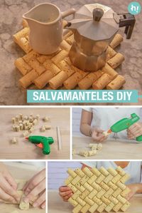 Salvamanteles de corcho ➜ Abre una botella de vino y brinda por este superidea para proteger tu mesa de sartenes u ollas calientes ;) #DIY #Decoración #Manualidades #Handfie