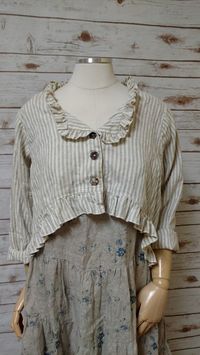 Cropped Jacket - Bethany Jacket Tanstone Stripe Linen, USA – Heart's Desire Clothing