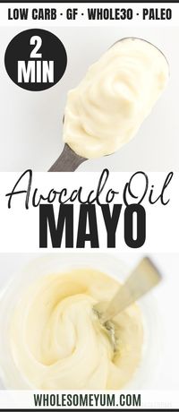 Easy Keto Paleo Mayo Recipe with Avocado Oil - The EASIEST instructions for how to make avocado mayo at home. Just 2 minutes and 5 ingredients are all you need for the best keto paleo mayonnaise recipe ever! #wholesomeyum #keto #lowcarb #paleo #condiment #easyrecipe #healthyrecipe #whole30 #glutenfree