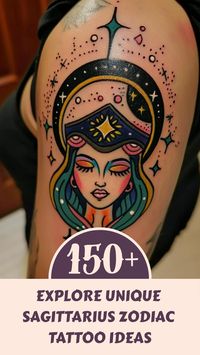 Looking for creative Sagittarius Zodiac tattoo ideas? Whether you're considering a small design, a colorful piece, or a traditional tattoo, we've got you covered! From thigh tattoos to sleeve designs, these Sagittarius Zodiac tattoo ideas are perfect for women looking for unique ink inspiration. Explore different arm color options and neo-traditional motifs to find the perfect Sagittarius tattoo that reflects your personality and style.