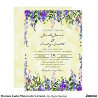 Modern Pastel Watercolor Lavender Yellow Wedding Invitation