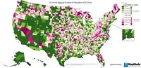 U.S. County Natural Increase in Population (2010 - 2016)