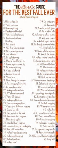 The Ultimate Guide for the Best Fall Ever, Awesome Family Fun Autumn Bucket List, Outdoor Activities, Apple Recipes, Pumpkin ideas, Fall crafts, This List is GREAT!