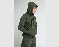 This is an example of a hooded garment, known as a "hoodie." The term is generally associated with sweatshirts, however, can essentially refer to any type of garment with a hood, though usually not with hooded jackets.