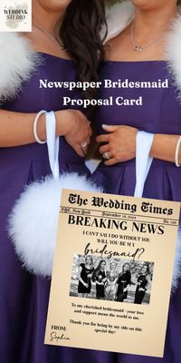 Newspaper Bridesmaid Proposal Card Template, Custom Bridesmaid Proposal, Funny Bridesmaid Newspaper Card, Bridesmaid Photo Card