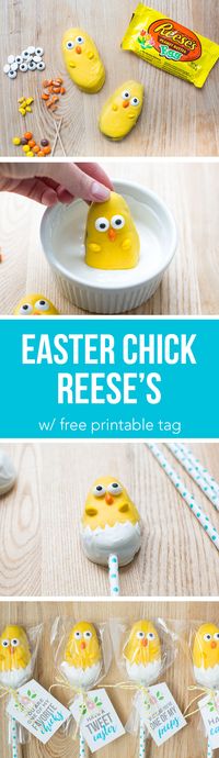 Easter Chick Treats – the most adorable candy chicks made from a Reese’s egg! These are so easy to make and the kids will love helping make these cuties