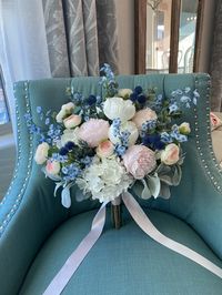 Dusty Blue and Light Pink Bridal Bouquet, Blush and Blue Wedding Bouquet, White, Pink and Light Blue Bouquet - Etsy