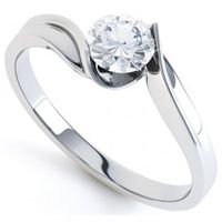 R1D078 - Tension Set Twist Round Solitaire Engagement Ring. Simple, elegant and modern tension style twist engagement ring which reveals every facet of the round brilliant cut diamond. GVS2 0.4 £1700