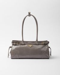 Pewter Medium Leather Handbag | PRADA