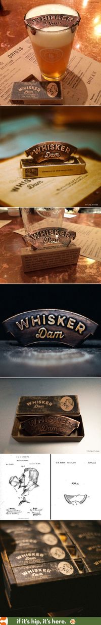 The Whisker Dam is a new product to protect a moustache from getting wet while drinking. The packaging design has a purposely distressed look and a vintage logo that was inspired by an original patent from 1872. // This looks useful.