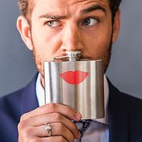 Red Lips Stainless Steel Hip Flask