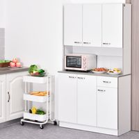 HOMCOM 71" Freestanding Kitchen Buffet Hutch Cupboard with 6 Doors, 3 Adjustable Shelves, and 1 Drawer, White - Walmart.com - Walmart.com