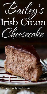 As rich and creamy as cheesecake gets! This Bailey's Irish Cream cheesecake is easy to make and a thick layer of chocolate ganache on the top makes it absolutely the best!