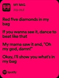 (G)-idle "My Bag" lyrics #songs #music #love #song #musician #trending #instagram #instagood #singer #bgm #hiphop #dance #party #bollywood #musically #rap #instamusic #dj #pop #musicproducer #englishsongs #beats #lyrics #bass #musicvideo #tiktok #trap #follow #melody #newsong #spotify #kpop #bts #gidle #blackpink #txt #taylorswift