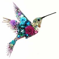 Hi, welcome to Always Sparkle Gifts This is my popular Hummingbird Button Art mixed media art work. Each Hummingbird is made to order in a choice of colours and each tiny rhinestone is individually glued on by hand. I use quality glass rhinestones with a mix of Swarovski