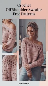 Find free crochet patterns for off-shoulder sweaters to create a versatile and unique piece. Great for showcasing your style!