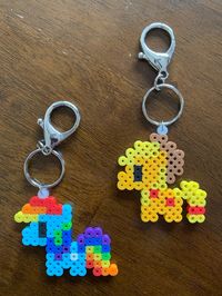 Rainbow Dash and Apple Jack from My Little Pony - keychains/bag clips made from perler beads. Give as a gift or add to gift boxes, candles, greeting cards, picture frames, keychains and more, for that extra special finish.