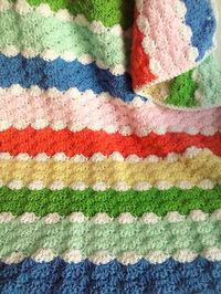 Pastel Striped Shell Stitch Baby Blanket - Etsy