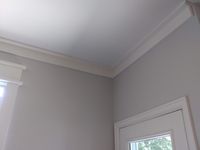 I built and installed this simple crown molding and the craftsman window trim in my kitchen.  BM Gray Owl walls, SW Alabaster ceiling.