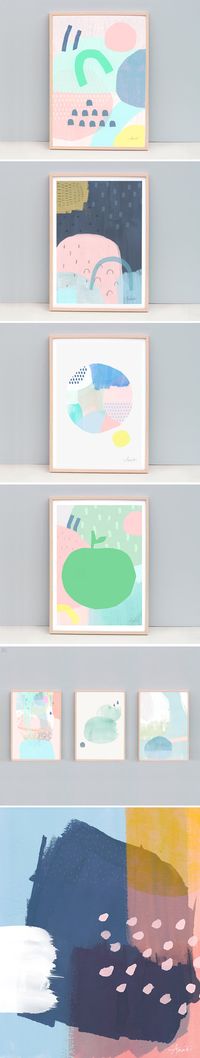 Large Minimal Modern Art, Nursery Art, Minimalist Art Print, Pastel Color Art, Abstract Painting, Contemporary Print, Spring Color Art | AMMIKI