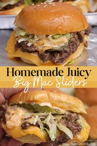 Beefy, cheesy and oh so fresh! Homemade big mac sliders with the BEST Big Mac Sauce! They disappear quick!