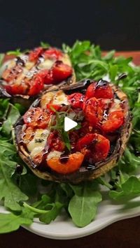 Kateryna Barger on Instagram: "Caprese stuffed Portobello - surprisingly filling and absolutely delicious twist on a true classic. This is not a new idea, but it is so good, it's worth to repeat it over and over and over again!  Garlic butter  • 2 tbsp butter, melted • 2 cloves garlic crushed • 1 tsp fresh basil chopped  Mushrooms:  • 5 large Portobello mushrooms stem removed, washed and dried thoroughly with a paper towel • 1 cup mozzarella pearls balls • 1 cup grape or cherry tomatoes, halved  • 1 tsp olive oil • salt, pepper to taste  • balsamic glaze, more fresh basil to garnish  Preheat oven to grill/broil settings on high heat. Arrange oven shelf to the middle of your oven. Combine all of the Garlic Butter ingredients. (or microwave safe bowl).  Mix the tomatoes, mozzarella and olive