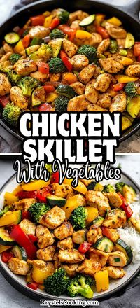 Quick & Healthy Chicken Skillet: This easy, herbed chicken and vegetables skillet is a perfect low-carb dinner idea! One-pan recipe packed with flavor and nutrition.