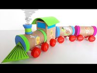 Como hacer un Tren con tubos de papel de baño. Manualidades para niñ@s con reciclaje faciles - YouTube