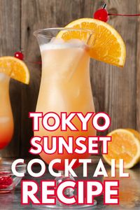 This delicious cocktail is inspired by the Tokyo Sunset Cocktail served at the Japan Pavilion at EPCOT in Disney World. One sip will transport you to the parks! * Sunset Aesthetic * Party Pitcher Recipe * Happy Hour * Tropical Rum Drinks *  Hawaiian * Malibu *