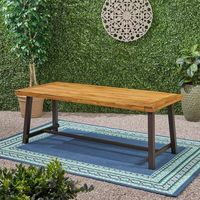 Noble House Carlisle Teak Brown Rectangular Acacia Wood Outdoor Dining Table 66292 - The Home Depot