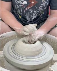 Throwing pitchers on the pottery wheel is so fun! “WE ARE WHEELY EXCITED 😆 #wheelthrownpottery #pitcher #pottery #rootedpottery