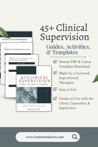 Hey Clinical Supervisors! Looking to maximize your supervision? This instant download is perfect for therapists supervisors from background like LCSW, LMHCs, LmFT, LPC, psychologist and more.