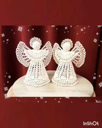 PDF Crochet Pattern Christmas angel.  The PDF-file contains schemes, descriptions and step-by-step photos of decorating parts with lurex; blocking and gluing parts.