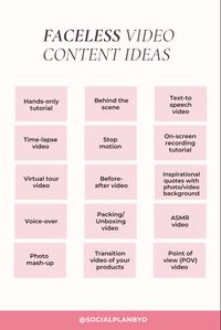 Video content ideas for the camera-shy! No face, no problem. Get more inspiration & exclusive social media resources on my Pin