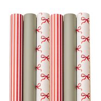 PRICES MAY VARY. DETAILS: Includes 6 rolls of wrapping paper. 2 Bows, 2 Red Stripe and 2 Solid Mint Green. Each roll is 30” x 168”, 210 square feet total. Each set of paper can wrap approximately 50 gifts. STYLE: The Merriest set of wrapping paper! Three beautiful and festive designs that are perfect for Christmas and will look so cute under your tree! QUALITY: Each roll is made with high quality paper. The paper is thick while still being pliable. Printed grid lines on the back to make wrapping easy! CONVENIENCE: Save hours looking for the perfect wrapping papers to pair together. We’ve curated the perfect set of papers that look beautiful together! Merry Market was created to make Christmas wrapping cuter and simpler! We’re dedicated to making your holidays merry and bright!