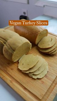 Homemade Vegan Turkey Slices from Sarah’s Vegan Kitchen! 🤯🤩😋 Made with tofu! This recipe has a meaty texture and savory flavor that's perfect for your favorite deli sandwiches. Not only is it cruelty-free, but it's also packed with protein and is a healthier alternative to traditional deli meats. Whether you're a seasoned vegan or just exploring meat-free options, these vegan turkey slices are sure to impress!  Ingredients:  • 1 (14 oz) block extra-firm tofu  • 1-2 teaspoons liquid smoke to preference  • 3 tablespoons soy sauce  • 2 tablespoons olive oil or oil of choice  • 2 tablespoons cornstarch  • 1/4 cup nutritional yeast  • 2 teaspoons garlic powder  • 2 teaspoons onion powder  • 1 teaspoon paprika  • 1 teaspoon salt black pepper 1 1/2 cups (180g) vital wheat gluten