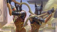 Setha and Basetha were Khenra twins from Naktamun on the plane of Amonkhet, and initiates of Tah crop. Setha was the brother, and Basetha was the sister.