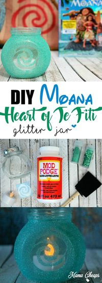 DIY Disney's Moana Heart of Te Fiti Glitter Jar Craft!!