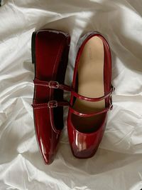 Available in link down below, just click "visit" <33 #aesthetic #ballet #ballerinaflats #shoes #burgundy #fall #red