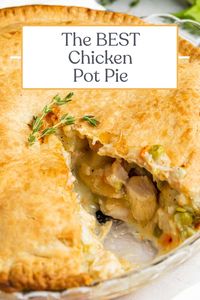 This chicken pot pie is truly the BEST ever! A creamy, savory filling is packed with tender chicken, fresh veggies, and a curated blend of spices. The flaky, buttery crust makes this chicken pot pie irresistible, comforting, and a family-favorite!