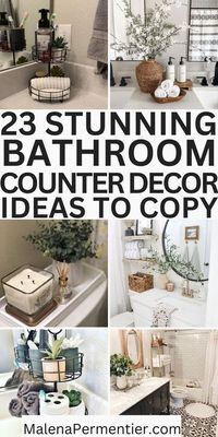 The bathroom counter is so important for how your overall bathroom looks! this post shows you 23 simple and beautiful bathroom counter decor ideas you can easily recreate. These ideas make your bathroom look organized and cute at the same time.