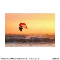 Windsurfing At Sunset Surfer Sailboarding Photo Print